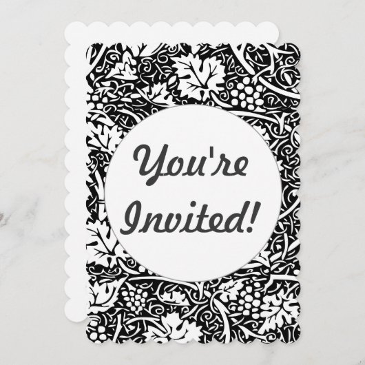 William Morris Black White Grape Vine Kaart (Voorkant / Achterkant)