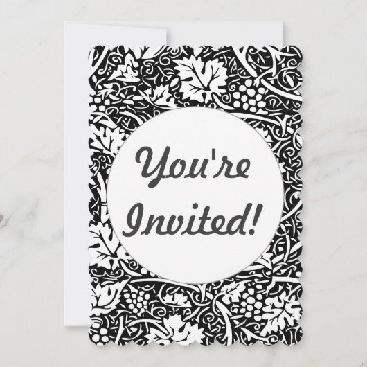 William Morris Black White Grape Vine Kaart (Voorkant)