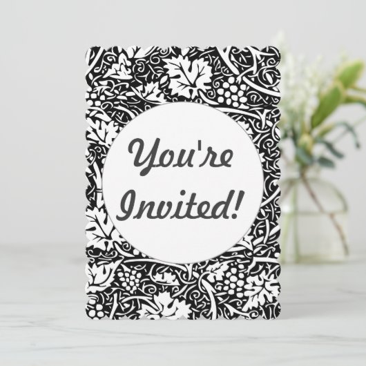 William Morris Black White Grape Vine Kaart (Staand voorkant)