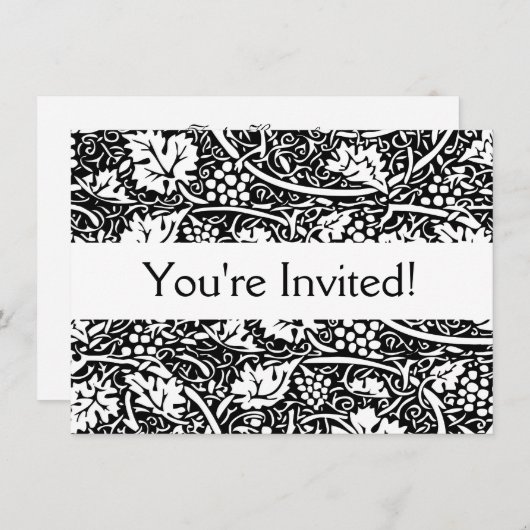 William Morris Black White Grape Vine Kaart (Voorkant / Achterkant)