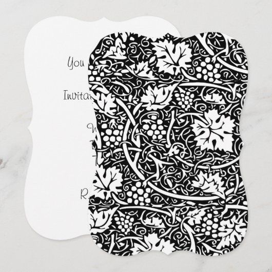 William Morris Black White Grape Vine Kaart (Voorkant / Achterkant)
