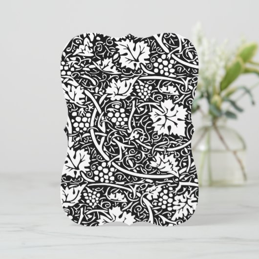 William Morris Black White Grape Vine Kaart (Staand voorkant)