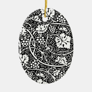 William Morris Black White Grape Vine Keramisch Ornament