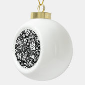 William Morris Black White Grape Vine Keramische Bal Ornament (Rechts)