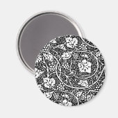 William Morris Black White Grape Vine Magneet (Voorkant / Achterkant)