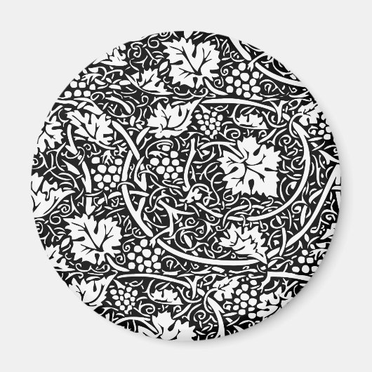 William Morris Black White Grape Vine Magneet (Voorkant)