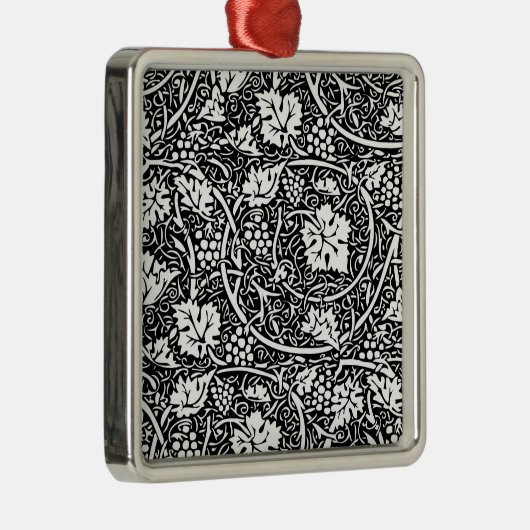 William Morris Black White Grape Vine Metalen Ornament (Rechts)
