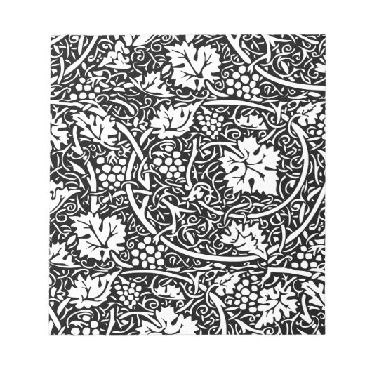 William Morris Black White Grape Vine Notitieblok (Voorkant)