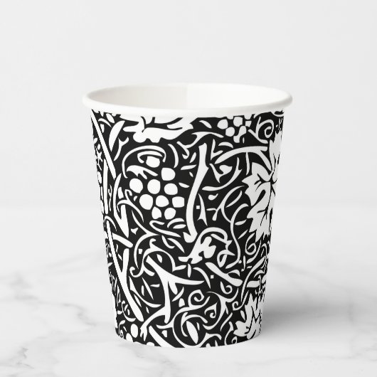William Morris Black White Grape Vine Papieren Bekers (Links)