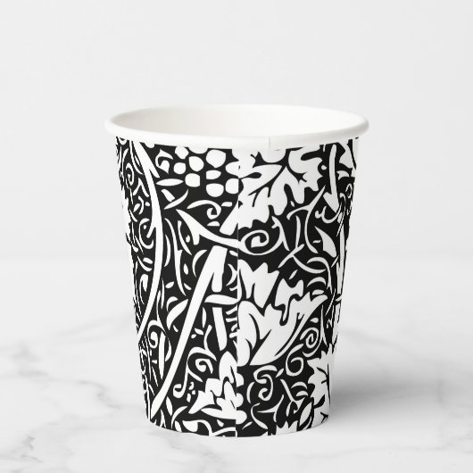 William Morris Black White Grape Vine Papieren Bekers (Rechts)