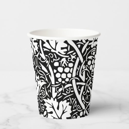William Morris Black White Grape Vine Papieren Bekers (Voorkant)