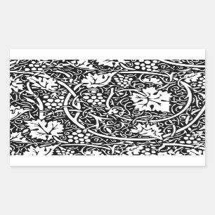William Morris Black White Grape Vine Rechthoekige Sticker