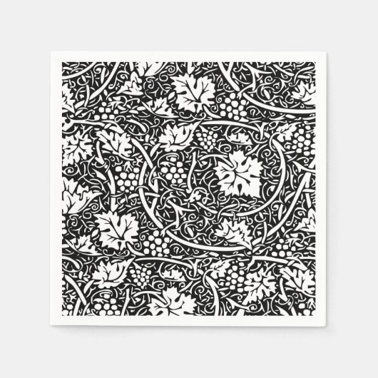 William Morris Black White Grape Vine Servet (Voorkant)