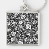 William Morris Black White Grape Vine Sleutelhanger (Voorkant)