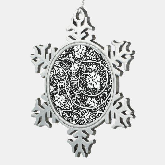 William Morris Black White Grape Vine Tin Sneeuwvlok Ornament (Rechts)