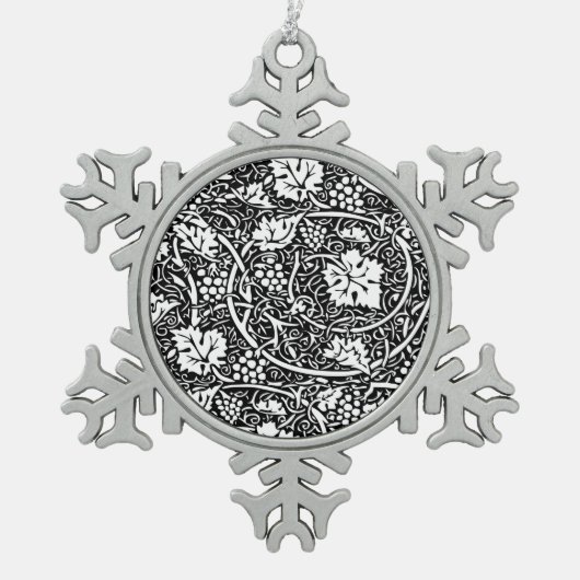 William Morris Black White Grape Vine Tin Sneeuwvlok Ornament (Voorkant)