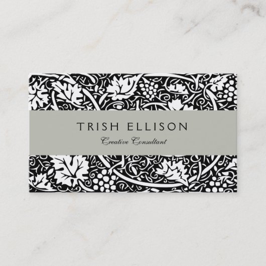 William Morris Black White Grape Vine Visitekaartje (Voorkant)