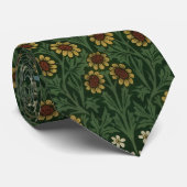 William Morris Blackthorn Blauw Wit Groen Bloemmot Stropdas (Opgerold)
