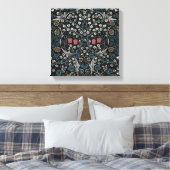 William Morris Blackthorn Floral Art Canvas Afdruk (Insitu (Slaapkamer))