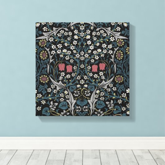 William Morris Blackthorn Floral Art Canvas Afdruk (Insitu (Houten vloer))