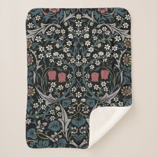 William Morris Blackthorn Floral Art Sherpa Deken (Voorkant)