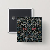William Morris Blackthorn Floral Art Vierkante Button 5,1 Cm (Voorkant /achterkant)