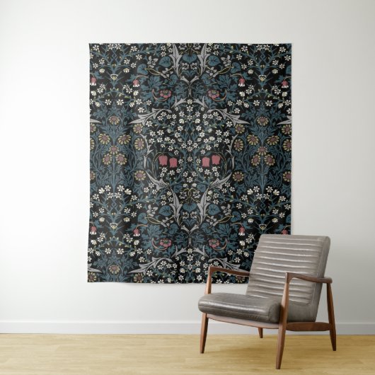 William Morris Blackthorn Floral Art Wandkleed (In situ)