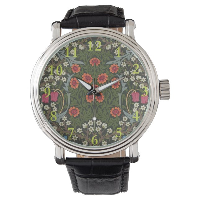 William Morris Blackthorn Garden Flower Classic Horloge (Voorkant)