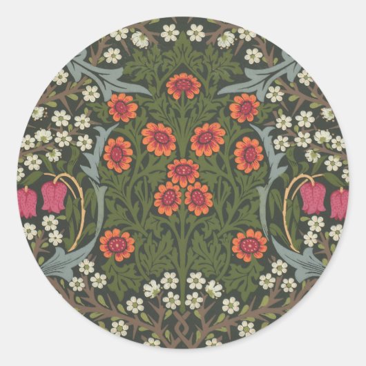 William Morris Blackthorn Garden Flower Classic Ronde Sticker (Voorkant)