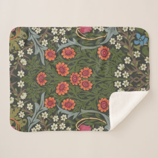 William Morris Blackthorn Garden Flower Classic Sherpa Deken (Voorkant (horizontaal))