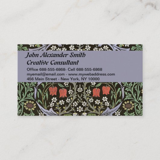 William Morris -  Blackthorn Pattern Visitekaartje (Voorkant)