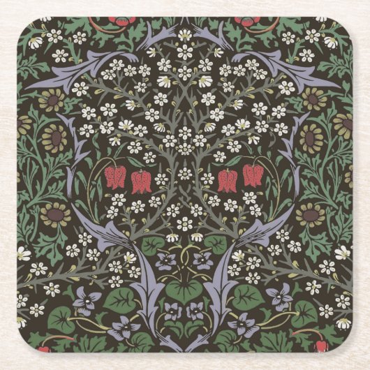William Morris Blackthorn Tapestry Floral Kartonnen Onderzetters (Voorkant)