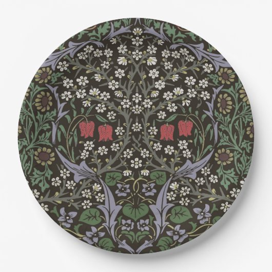 William Morris Blackthorn Tapestry Floral Papieren Bordje (Voorkant)