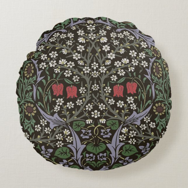 William Morris Blackthorn Tapestry Floral Rond Kussen (Voorkant)