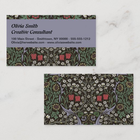 William Morris Blackthorn Tapestry Floral Visitekaartje (Voorkant / Achterkant)