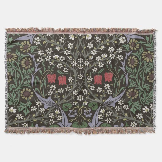 William Morris Blackthorn Tapijt Bloemstuk Deken (Voorkant)