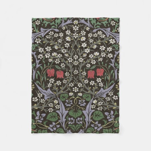 William Morris Blackthorn Tapijt Bloemstuk Fleece Deken (Voorkant)