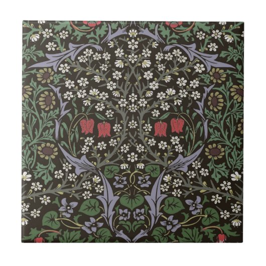William Morris Blackthorn Tapijt Bloemstuk Tegeltje (Voorkant)