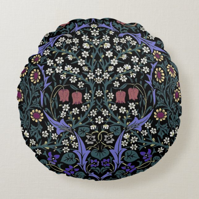 William Morris Blackthorn Victoriaans Behangpapier Rond Kussen (Voorkant)