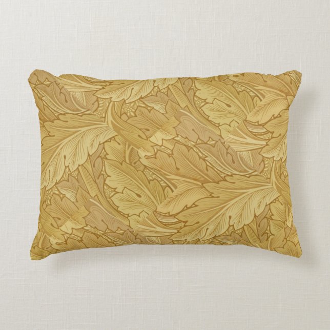 William Morris  bladergroen gouden patroon Accent Kussen (Voorkant)
