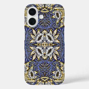 William Morris Blau en Goud Tulp Wilg Ontwerp iPhone 16 Hoesje