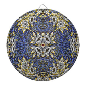 William Morris Blau en Goud Tulp Wilg Ontwerp Dartbord