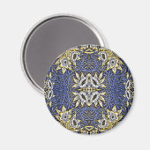 William Morris Blau en Goud Tulp Wilg Ontwerp Magneet (Voorkant / Achterkant)