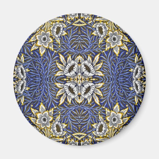 William Morris Blau en Goud Tulp Wilg Ontwerp Magneet (Voorkant)