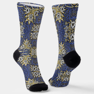 William Morris Blau en Goud Tulp Wilg Ontwerp Sokken