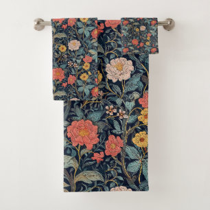 William Morris Blau Teal Arts & Crafts Bloem Bad Handdoek