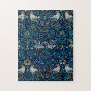 William Morris Blau Vogels Bloem Tapijt Klassieker Legpuzzel