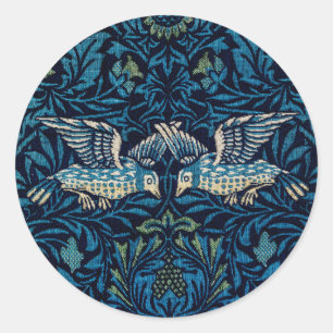 William Morris Blau Vogels Bloem Tapijt Klassieker Ronde Sticker