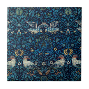 William Morris Blau Vogels Bloem Tapijt Klassieker Tegeltje