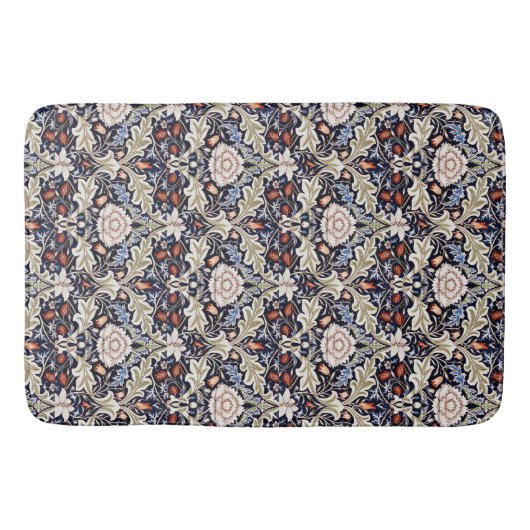 William Morris Blauw Beige Bloembloemen Badmat (Voorkant)